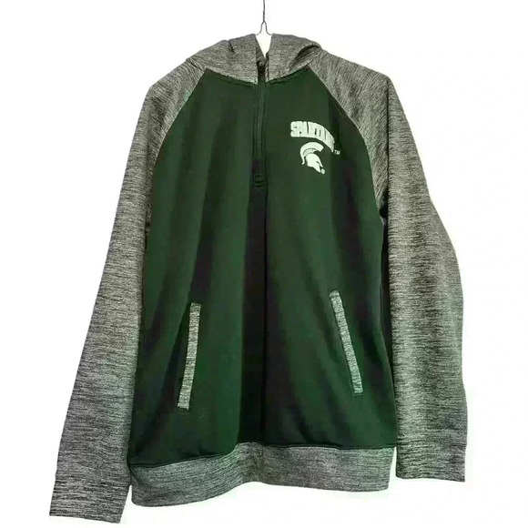 Michigan State University quarter zip hooded shirt with pockets. Size‎ medium - Picture 1 of 6